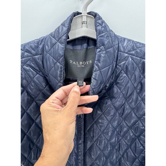 Talbots Long Quilted PrimaLoft Puffer Vest navy blue size XL Petite minimalist - Picture 4 of 8
